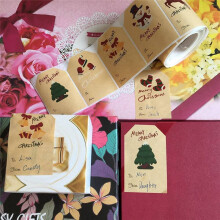 2X Weihnachtsetiketten-Aufkleber, Weihnachtsgeschenketiketten-Aufkleber, 250 Stück/Rolle, Weihnachtsgeschenketiketten, Urlaubsgeschenk-Aufkleber, 6