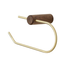 Wooden Tissue Holder Brass Toilet Paper Holder Toilet Storage Accessory Roll Paper Holder Rack Stand Black Walnut & Gold