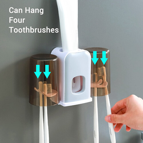 Toothbrush Holder Wall Mounted,Toothpaste Dispenser Wall Mounted for Bathroom Automatic Toothpaste Squeezer with Cover 1