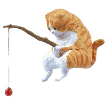 14 Stück Katzen-Angelfigur, Katzen-Skulptur, Sitzend und Angelnd, Kleine Süße Katzen, Kunstharz-Ornament, Dekorative Einrichtung