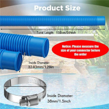 4 Pack Pool Hoses for Above Ground Pools, 1.5In Diameter 59In Long Filter Pump Hose Compatible with Pump Model 607, 637