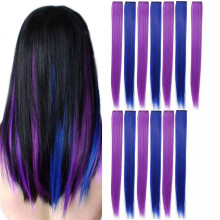 39 Pcs Colored Party Highlights Colorful Clip in Hair Extensions 55cm Straight Synthetic Hairpieces, +