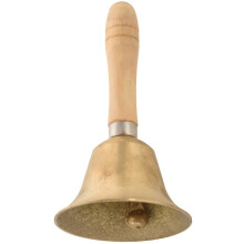 4X Solid Brass Wooden Handle School Reception Dinner Wood Shop Hotel Hand Bell Gold