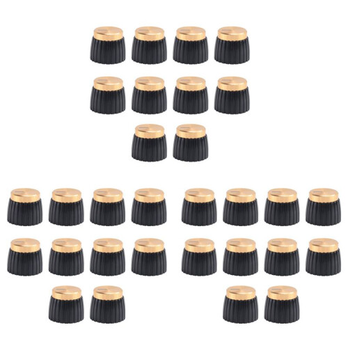 30x Guitar AMP Amplifier Knobs Push- Black+Gold Cap for  Amplifier