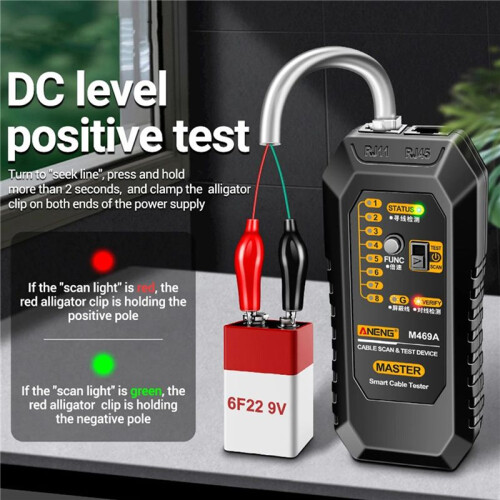 4X ANENG M469A Network Cable Finder RJ45 RJ11 LAN Cable Finder Tester Anti-Interference Testing Black 2