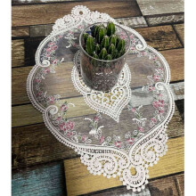4 Stuks Vintage Ovale Kant Tafel Placemats Prachtige Bloem Geborduurde Doilies Vaas Mat 12.2 X 16.9 Inch