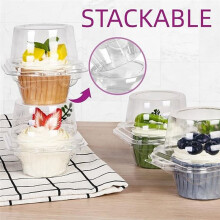 Individual Cupcake Containers, 100 Pcs Clear Cupcake Boxes, Cupcake Holders with Lid, Single Compartment Muffin Carrier