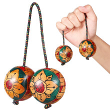 Wooden Handpainted Kashaka Shaker African Percussion Instrument with Dual Sound Design