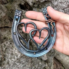 2X Ferro di Cavallo Fatto A Mano, Decorazione da Parete A Ferro di Cavallo Fuso, Ferro di Cavallo Portafortuna, Ferro di Cavallo Fuso A Mano con