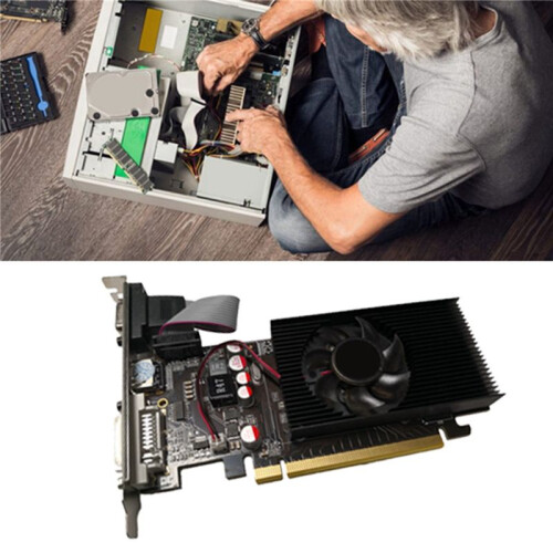 2X Placa de VíDeo GT210 1GB DDR2 64 Bits PCIE 2.0 GPU Compatível com  DVI VGA para Desktop 2