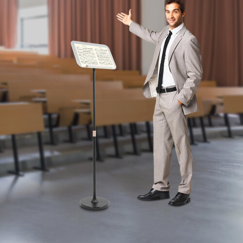 Adjustable Foldable Sheet Music Stand with Laptop Holder for Performance and Presentation 1