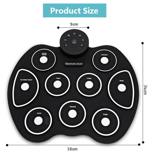 Electronic Drum Pad USB Digital Roll Up Silicone Kit for Beginners Practice and Training 1