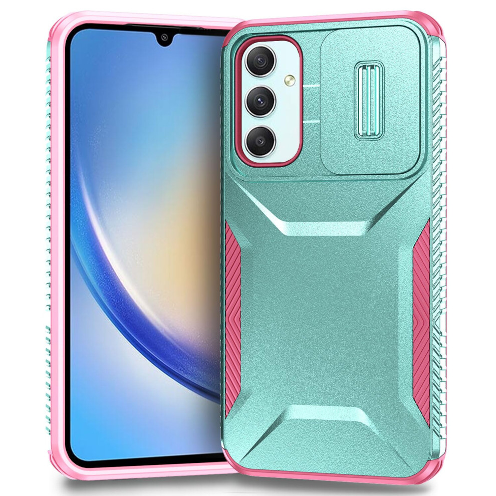 Case With Slide Camera Cover, Military Grade Shockproof Nonslip Protective Cover For Samsung Galaxy A34 5G Green 9330225008439