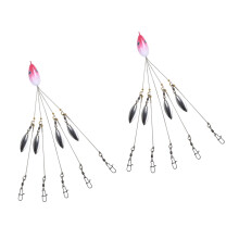 2Pcs 5 Arm Rig Head Swimming Baits Professional-red head white