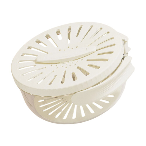 Vegetable Washing Bowl Foldable Handle Fruit Strainer-White A