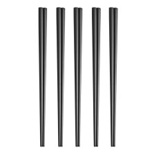 5 paires de baguettes en acier inoxydable 304 de qualité-Noir