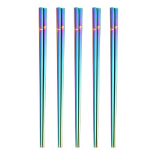 5 Pairs Square Chopsticks 304 Stainless Steel-pearlescent