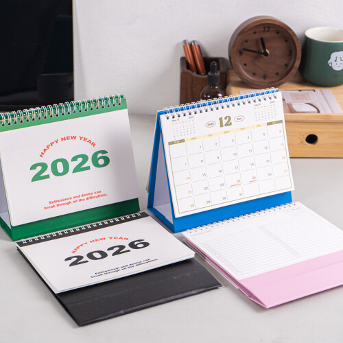 2026 Tabletop Monthly Calendar Twin-Coil Binding Academic-Blue 1
