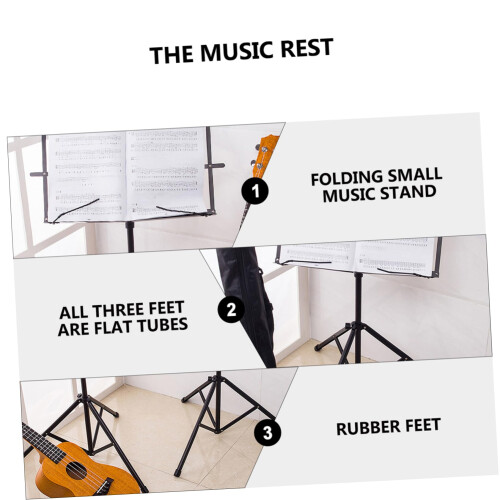 Portable Folding Music Stand Telescopic Adjustable Compact Desktop Height for Musicians 2