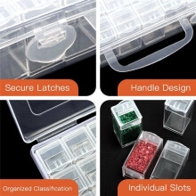 32 Grids Diamond Painting Drill Storage Containers, Diamond Organizer Case Embroidery Beads Storage Box with Label
