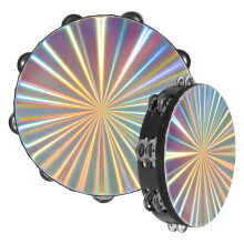 Tambourine Set with Double Row Jingles, Reflective Finish, 8 and 10 Inch Handheld for Stage and Party
