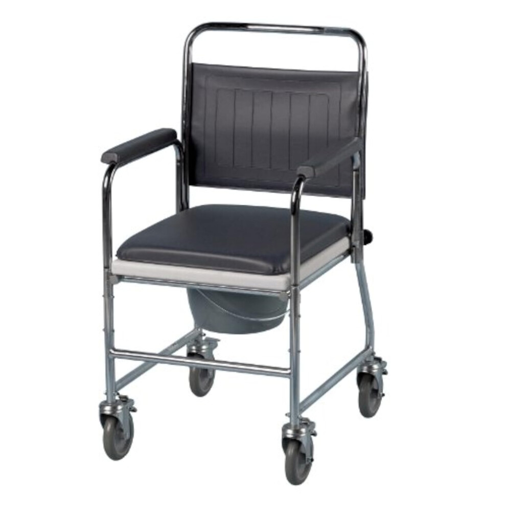 Patterson Medical Homecraft Chrome Plated Steel Wheeled Commode Chair