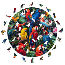 Iconic Puzzles Colorful Parrots 600 Piece Wooden Jigsaw Puzzle (L)