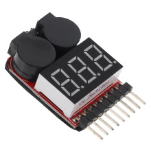 Lipo Battery Voltage Tester with LED Indicator and Adjustable Low Voltage Alarm for 18S Packs