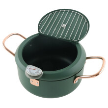 Friggitrice nel Acciaio Inossidabile 304 con Controllo Della Temperatura e Coperchio Friggitrice per Tempura con Coperchio Antispruzzo con Griglia di