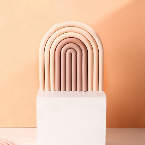 Coasters for Drinks Silicone Removable Rainbow Coasters Insulation Pad for Coffee Coasters for Desk Kitchen Office A 1