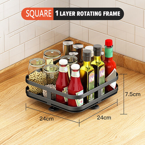 Rotatable Kitchen Spice Container Rack Jar Organizer Countertop Corner Bottle Rack Spice Rack Kitchen Storage Shelf S