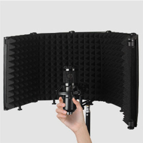 Adjustable 5 Panel Microphone Isolation Shield Foldable Studio Recording Mic Filter Mic Sponge Soundproof Shield 2