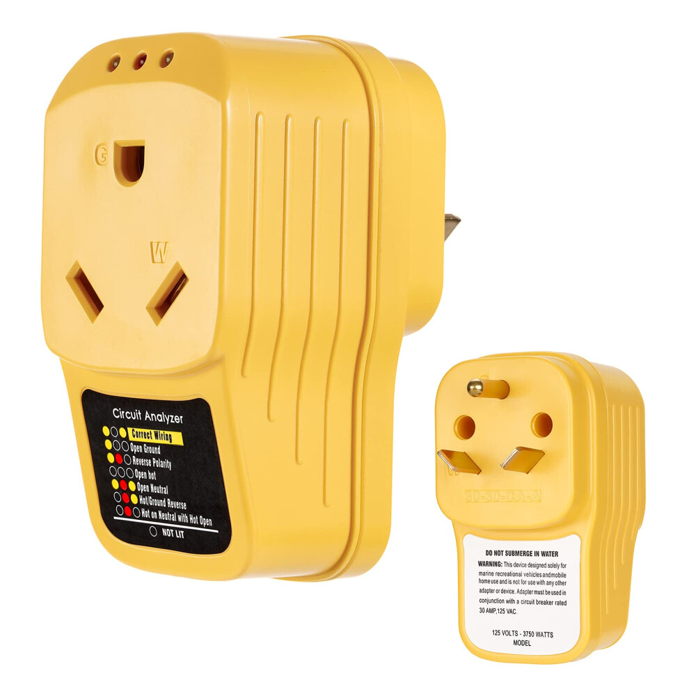 30 Amp Rv Surge Protector With Led Circuit Analyzer, HeavyâDuty 125V Adapter For Camper Trailer 9073542718550
