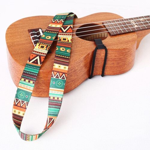 Adjustable Ukulele Strap with J Hook and Clip, Ethnic Pattern, Comfortable Shoulder Support for Performance 1