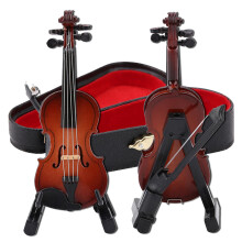 Miniature Violin with Stand and Case Realistic Tiny Violin Model for Dollhouse Decoration Gift