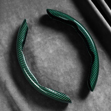 Carbon Fiber Car Steering Wheel Cover for Citroen DS5 DS4 DS3 Berlingo, Green, Non‑Slip Ergonomic Grip, All‑Season Durable Protection