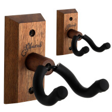 Black Walnut Guitar Wall Mount 2 Pack, UShaped Hanger for Acoustic Electric Guitar Bass Banjo