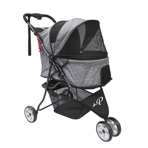 PETIQUE Glacier Pet Stroller Dog Cat Buggy Foldable Slate Grey