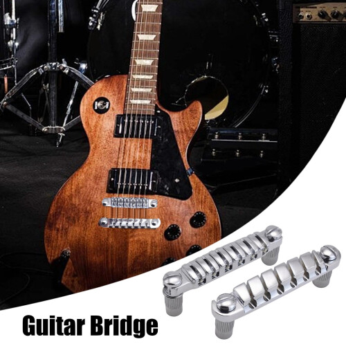 Silver TuneOMatic Electric Guitar Bridge with Roller Tailpiece, Quick String Change, Floating Support 2