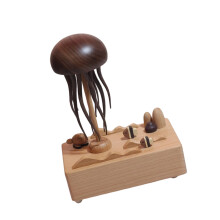 Wooden Rotating Jellyfish Music Box Rechargeable Plays 32-A