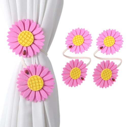 Drape Tieback Holders Curtain Tiebacks Flower Curtain-Pink 1