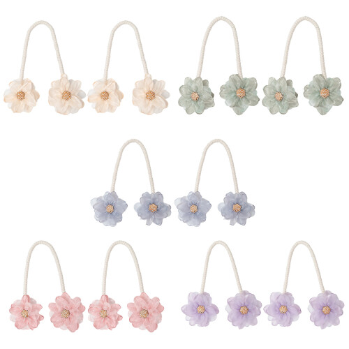 Packung mit 2 eleganten Blumen-Vorhangklammern, dekorative-Lila 1