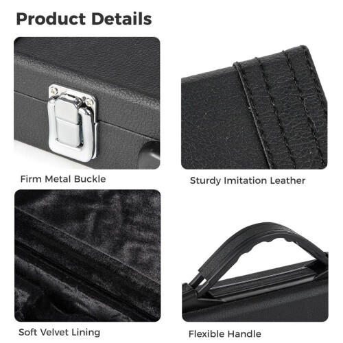 Flute Hard Case for C 16 Hole Flute PU Leather Lightweight with Secure Locking Latch and Plush Interior 1