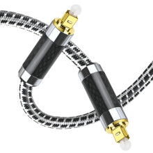 Optical Audio Cable with GoldPlated Connectors Compatible with Toslink, Flexible Mesh Shielding for Noise Audio