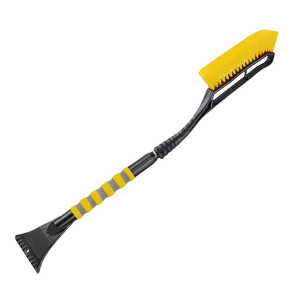 3In1 Telescopic Car Snow Shovel Aluminum Alloy Ice Scraper With Brush Nonslip Grip Yellow 9455672252454