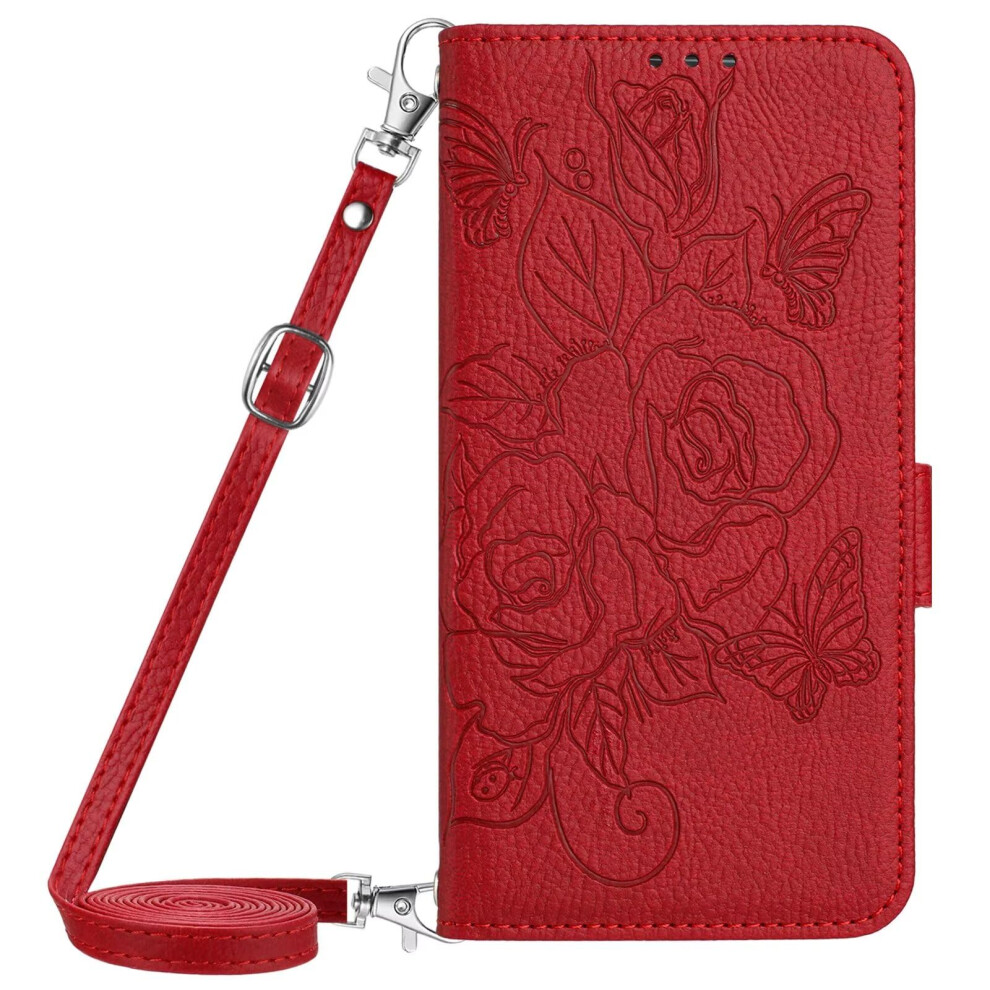 Wallet Case Rfid Blocking Leather Flip Cover With Card Slots Kickstand For Zte Axon 60 Lite Red 9092120201772