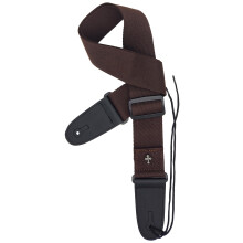 Dark Brown Cotton Guitar Strap with Pick Pocket, Adjustable Woven Design, PU Leather Ends