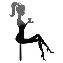 6 PeçAs de Salto Alto PadrãO de Silhueta de Mulher Menina Bolo de AniversáRio DecoraçãO de Bolo (Preto)