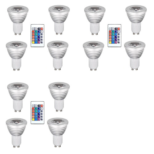 12pcs GU10 Bulbs and 1remote Control with Memory Function 4dynamic Lighting Modes Spotlight 17colors Changeable