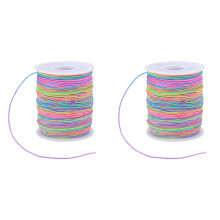 2X Elastic Cord, Beading Cords Threads, Rainbow Color Stretch String Cord, Fabric Crafting String for Bracelet